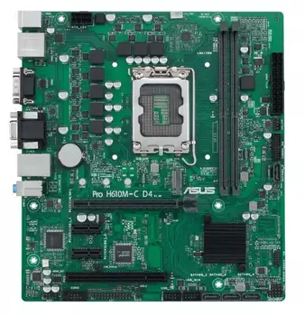 Материнская плата ASUS PRO H610M-C D4-CSM, LGA1700, B610, 2*DDR4, DP, D-Sub, HDMIx1, SATA3 + RAID, Audio, Gb LAN, USB 3.2*6, USB 2.0*6, COM port, mATX; 90MB1A30-M0EAYC (PRO H610M-C D4-CSM)