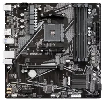 Материнская плата GIGABYTE B550M K, AM4, B550, 4*DDR4, DP+HDMI, 4 SATA 6 Гб/с, M2, Audio, Gb LAN, USB 3.2, USB 2.0, mATX (B550M K)