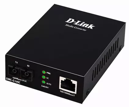 Медиаконвертер D-Link DMC-G10SC/A1A Медиаконвертер с 1 портом 100/1000Base-T и 1 портом 1000Base-LX с разъемом SC для одномодового оптического кабеля (до 10 км)