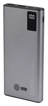 Мобильный аккумулятор Cactus CS-PBFSLT-10000 10000mAh 3A 2xUSB серый