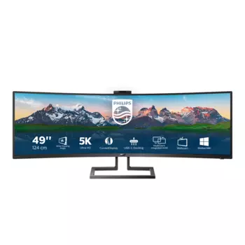 Монитор LCD 124 cm (48.8") 32:9 5120 x 1440 пикселей VA, Curved, nonGLARE, nonTOUCH, 450 cd/m?, H178°/V178°, 3000:1, 80M:1, 16.7M, 5ms, VGA, 2xHDMI, DP, USB-Hub, Height adj, Pivot, Tilt, Swivel, Speakers, 3Y, Black