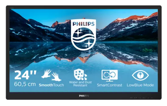 Монитор LCD 23.8'' [16:9] 1920х1080(FHD) IPS, GLARE, TOUCH, 250cd/m2, H178°/V178°, 1000:1, 50M:1, 16.7M, 5ms, VGA, DVI, HDMI, DP, USB-Hub, Tilt, Speakers, 3Y, Black