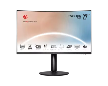Монитор MSI Modern MD271CP 27" 16:9 FHD(1920x1080)VA Curve 1500R,5ms(GTG),3000:1,100M:1,250nit,178/178,1xHDMI 1.4,USB-C,Tilt,Swivel,Height,VESA,75Hz,1y w-ty (9S6-3PA6AH-001)