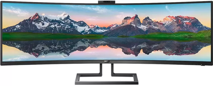 Монитор Philips 48.8" 499P9H черный VA LED 5ms 32:9 HDMI M/M Cam матовая HAS Pivot 3000:1 450cd 178гр/178гр 5120x1440 DisplayPort USB 15.3кг