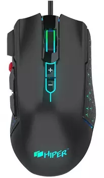 Мышь Hiper DRAKKAR черный оптическая (12000dpi) USB (8but)
