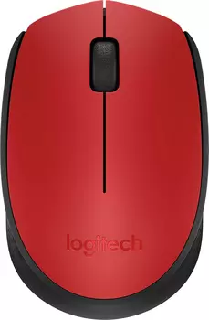 Мышь Logitech M171 красный/черный оптическая (1000dpi) беспроводная USB для ноутбука