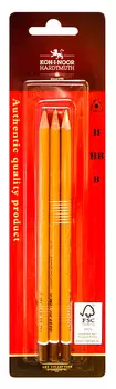 Набор карандашей ч/г Koh-I-Noor 1580 1580003001BLRU B-H трехгран. дерево желтый блистер (3шт)