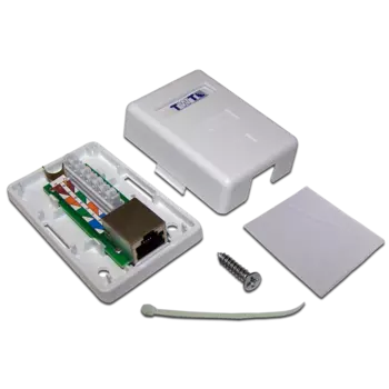 Настенная розетка, 1 порт RJ-45 категории 6, STP, белая (TWT-SM1-45/S6-WH)