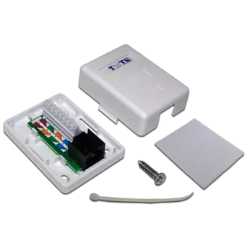 Настенная розетка, 1 порт RJ-45 категории 6, UTP, белая (TWT-SM1-45/6-WH)