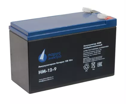 Парус-электро Аккумуляторная батарея для ИБП HM-12-9 (AGM/12В/9,0Ач/клемма F2) (HM-12-9)