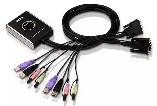 Переключатель электронный ATEN 2-Port USB DVI/Audio Cable KVM Switch with Remote Port Selector (CS682-AT)