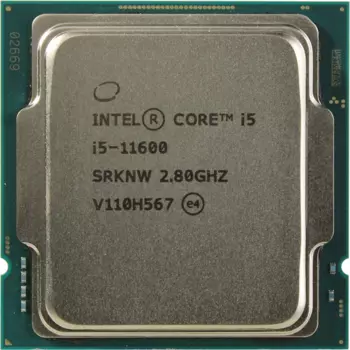 Процессор CPU Intel Core i5-11600 (2.8GHz/12MB/6 cores) LGA1200 OEM, UHD Graphics 750 350MHz, TDP 65W, max 128Gb DDR4-3200, CM8070804491513SRKNW (SRKNW)