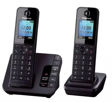 Р/Телефон Dect Panasonic KX-TGH222RUB черный (труб. в компл.:2шт) автооветчик АОН