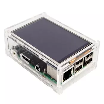 RA147 Корпус ACD Acrylic Case w/ 3.5 inch LCD hole for Raspberry Pi 3 B (вместо верхней крышки - отверстие для LCD дисплея) (494248)