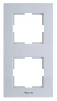 Рамка Panasonic Karre Plus WKTF08123AS-RU 2x вертикальный монтаж металл серебро (упак.:1шт)