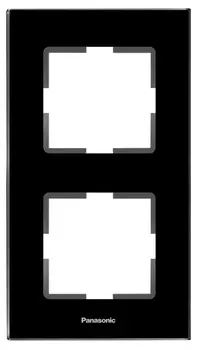 Рамка Panasonic Karre Plus WKTF08123GG-RU 2x вертикальный монтаж стекло черный (упак.:1шт)
