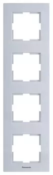 Рамка Panasonic Karre Plus WKTF08143AS-RU 4x вертикальный монтаж металл серебро (упак.:1шт)