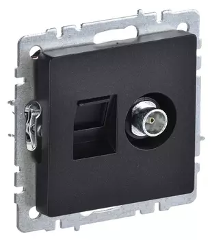 Розетка комп/телев. IEK Brite BR-AK20-1-K02 концевая скрыт. штор. черный (упак.:1шт)