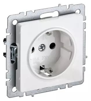 Розетка силов. IEK Brite РС11-1-0-БрБ BR-R11-16-K01 одинар. скрыт. зазем. белый (упак.:1шт)