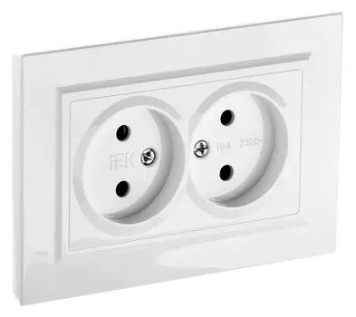 Розетка силов. IEK Brite РС12-2-БрБ BR-R20-10-K01-F двойн. скрыт. белый (упак.:1шт)