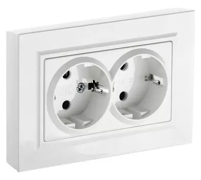 Розетка силов. IEK Brite РС12-3-БрБ BR-R21-16-K01-F двойн. скрыт. зазем. белый (упак.:1шт)