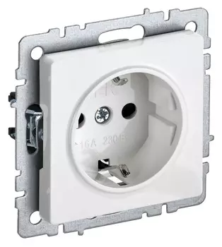 Розетка силов. IEK Brite РС14-1-0-БрБ BR-R14-16-K01 одинар. скрыт. зазем. штор. белый (упак.:1шт)