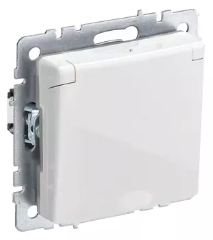 Розетка силов. IEK Brite РСбш10-3-44-БрБ BR-R16-16-44-K01 одинар. скрыт. зазем. штор. IP44 белый (упак.:1шт)