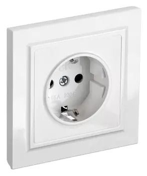 Розетка силов. IEK Brite РСР14-1-0-БрБ BR-R14-16-K01-F одинар. скрыт. зазем. штор. белый (упак.:1шт)