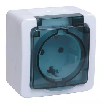 Розетка силовая IEK Гермес PLUS (ERMP12-K03-16-54-EC) откр. зазем. крыш. IP54 белый/серый (упак.:1шт)
