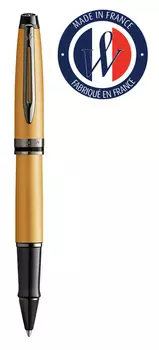 Ручка роллер Waterman Expert DeLuxe (2119259) Metallic Gold RT F черные чернила подар.кор.