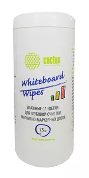 Салфетки Cactus CS-WB075 для маркерных досок туба 75шт влажных