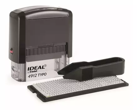Самонаборный штамп Trodat 4912/DB TYPO P2 IDEAL пластик корп.:черный автоматический 4стр. оттис.:синий шир.:47мм выс.:18мм