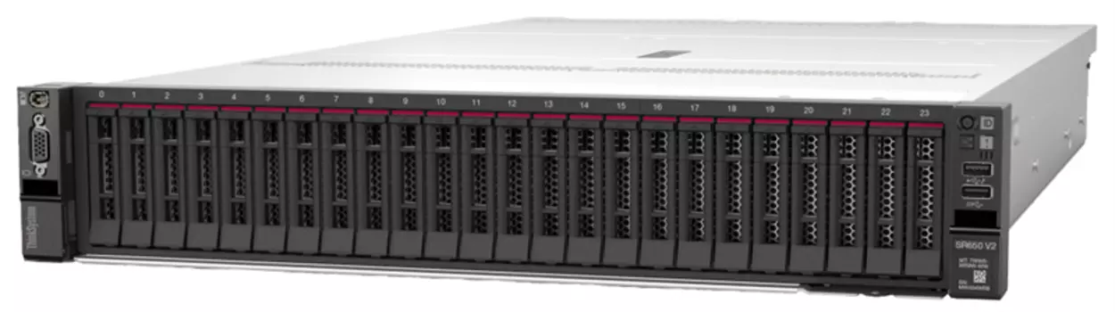Сервер Lenovo TCH ThinkSystem SR650 V2 Xeon Silver 4310 (12C 2.1GHz 18MB Cache/120W), 32GB (1x32GB, 3200MHz 2Rx4 RDIMM), 8 SAS/SATA, 9350-8i, 1x750W Platinum, 5 Standard Fans, XCC Enterprise, Toolless V2 Ra (7Z73A06AEA)