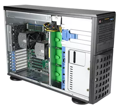 Шасси серверное NEW Supermicro Super Workstation 4U Tower 740A-T no CPU(2)Scalable/TDP 270W/ no DIMM(16)/SATARAID HDD(8)LFF/3x5,25/2x1GbE/6xFHHL,M2/1200W (SYS-740A-T)