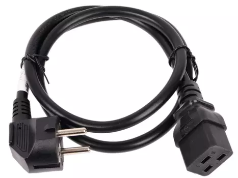 Шнур питания C19-Schuko прямая, 3х1.5, 220В, 16А, черный, 1 метр (LAN-PP19/SH-1.0-BK)