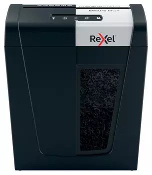 Шредер Rexel SECURE MC4 EU черный (секр.P-5)/фрагменты/4лист./14лтр./скрепки/скобы