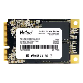 Ssd накопитель Netac SSD N5M mSATA SATAIII 3D NAND 256GB, R/W up to 540/490MB/s, 3y wty (NT01N5M-256G-M3X)