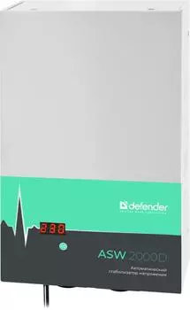 Стабилизатор напряжения ASW 2000D настенный 1200Вт толщина 65мм, 2 розетки Defender 99047
