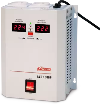 Стабилизатор POWERMAN AVS 1500P, ступенчатый регулятор, цифровые индикаторы уровней напряжения, 1500ВА, 110-260В, максимальный входной ток 12А, 2 евророзетки, IP-20, навесной, 215мм х 270мм х 110мм, 4.3 кг. POWERMAN AVS 1500P (POWERMAN AVS-1500P)