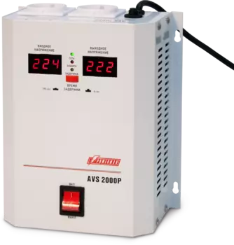Стабилизатор POWERMAN AVS 2000P, ступенчатый регулятор, цифровые индикаторы уровней напряжения, 2000ВА, 110-260В, максимальный входной ток 15А, 2 евророзетки, IP-20, навесной, 215мм х 270мм х 110мм, 5.2 кг. POWERMAN AVS 2000P (POWERMAN AVS-2000P)