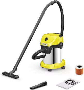 Строительный пылесос Karcher WD 3 S V-17/4/20 1000Вт (уборка: сухая/сбор воды) желтый