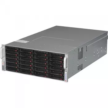 SuperMicro CSE-847BE2C-R1K28WB 4U, 36 x 3.5" SAS HDD, тип совм. мат.плат: 12"x10", 13.68"x13", 9.6"x9.6", 7 слотов расширения (3 LP), семь 80мм вентиляторов, 2 x LAN, БП 1280Вт 80Plus Platinum