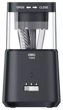 Точилка для карандашей электрическая Deli E71203-GY 1 отверстие пластик темно-серый (батарея)