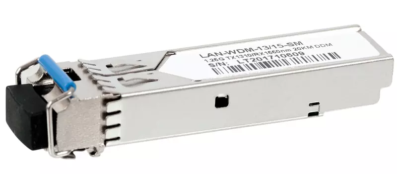 Трансивер Модуль SFP WDM 1.25G, 1310nm / 1550nm, 20 km, LC, DDM, Cisco (LAN-WDM-13/15-20-SM)
