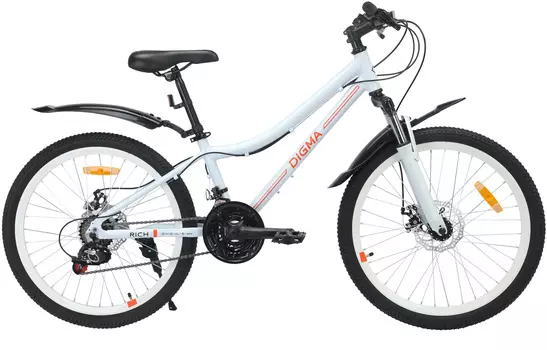 Велосипед Digma Rich горный рам.:12" кол.:24" белый 14.5кг (RICH-24/12-AL-S-WH)