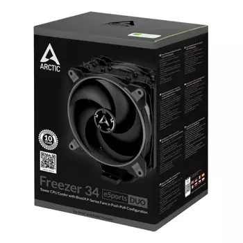 Вентилятор для процессора Arctic Freezer 34 eSports DUO - Grey 1150-56,2066, 2011-v3 (SQUARE ILM) , Ryzen (AM4) RET (ACFRE00075A) (702249)
