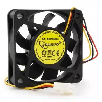 Вентилятор Gembird D6015SM-3 60x60x15, втулка, 3 pin, провод 25 см {100}