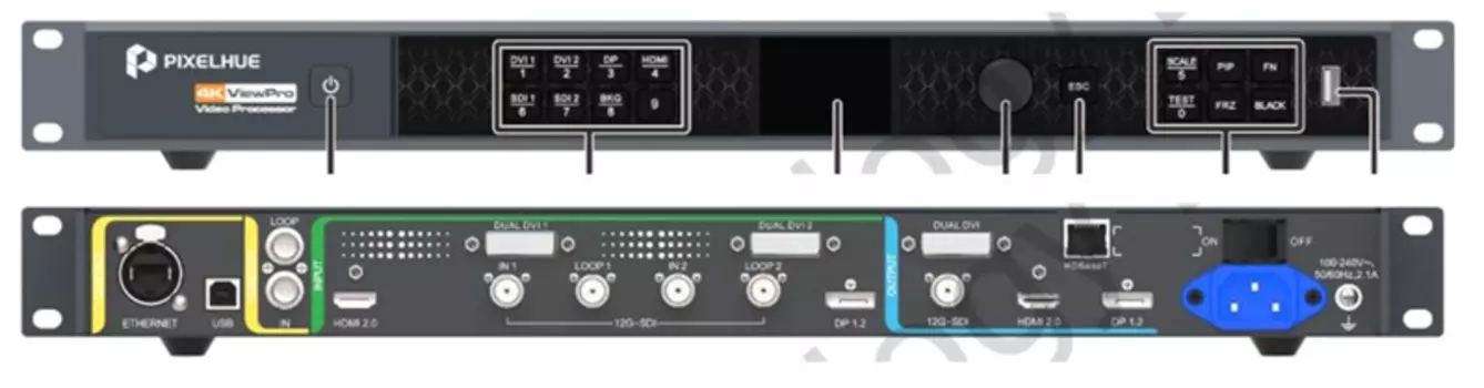 Видеопроцессор 4K View Pro, 4k60p 4:4:4 10 bit, (вход - DVI x 2; 12G-SDI x 2; HDMI 2.0 x 1; DP x 1. Выход - DVI, HDBT, 12G SDI, HDMI 2.0, DP 1.2.) (4K View Pro)