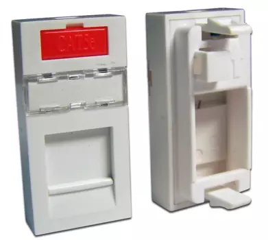 Вставка 22.5x45 на 1 кейстоун, со шторкой, маркировкой и иконкой, белая (LAN-SIP-22M-WH)