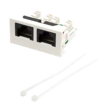 Вставка Mosaic 22.5x45 2xRJ45 Cat.5e, белая (LAN-WA-LP-2x45/5E-WH)